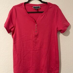 Women's Pink Cotton Short Sleeve Top